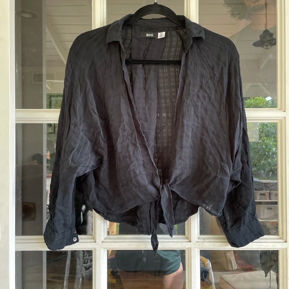 Linen blend black shirt
